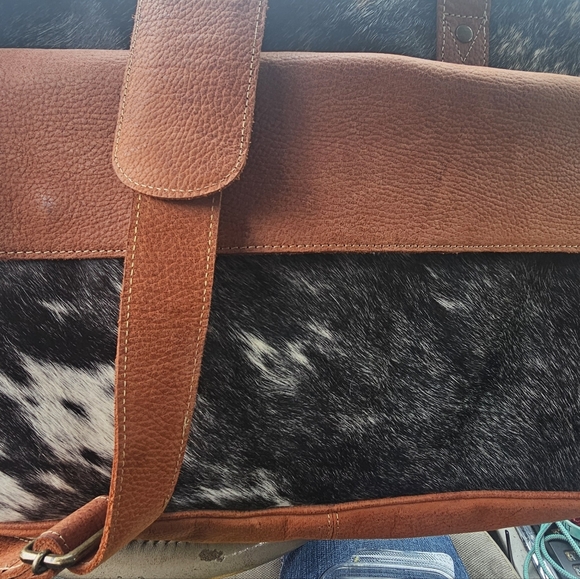 Myra Bag Brown and White Laptop Bag with Rustic Charm -actual Photos Added - Picture 6 of 10